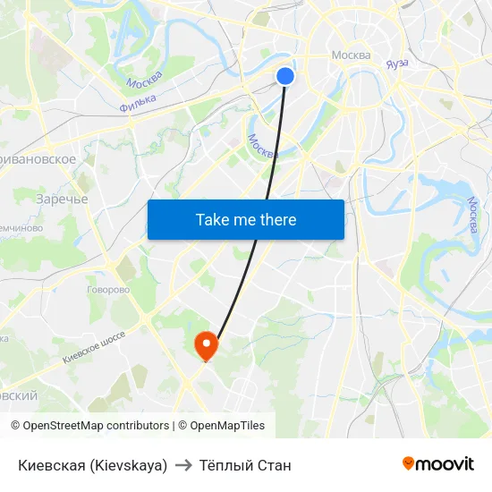 Киевская (Kievskaya) to Тёплый Стан map