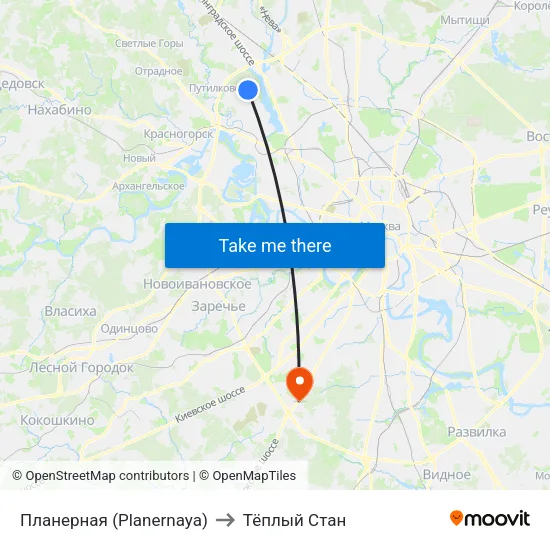 Планерная (Planernaya) to Тёплый Стан map