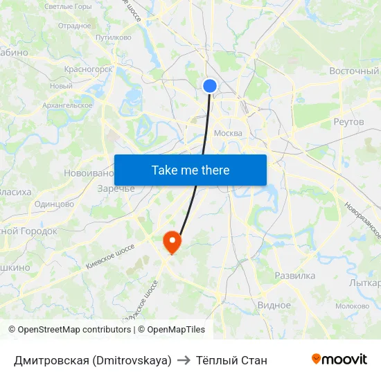 Дмитровская (Dmitrovskaya) to Тёплый Стан map