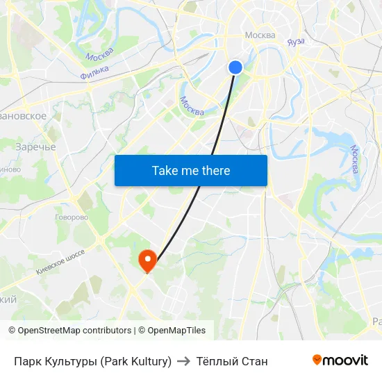 Парк Культуры (Park Kultury) to Тёплый Стан map