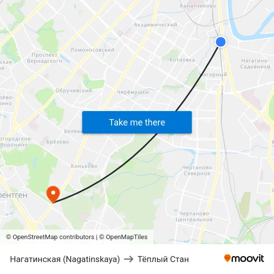 Нагатинская (Nagatinskaya) to Тёплый Стан map