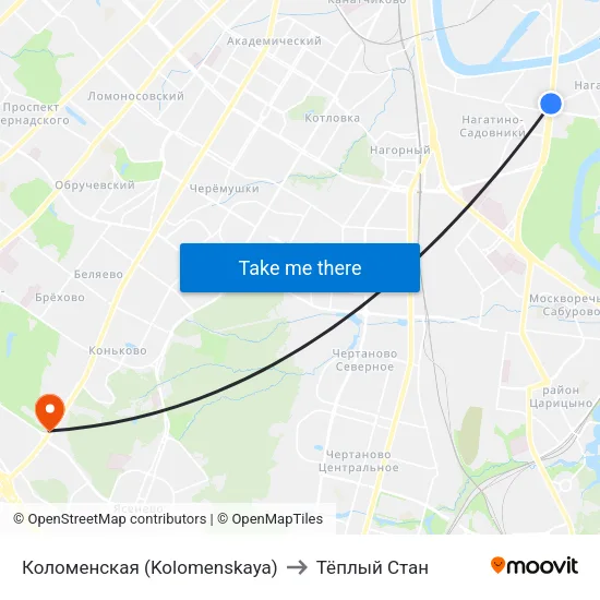 Коломенская (Kolomenskaya) to Тёплый Стан map