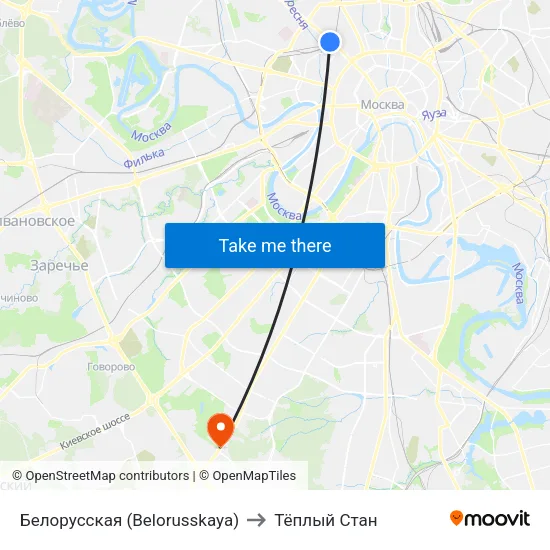 Белорусская (Belorusskaya) to Тёплый Стан map