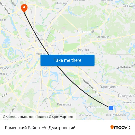 Раменский Район to Дмитровский map