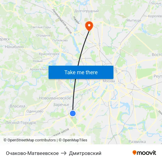 Очаково-Матвеевское to Дмитровский map