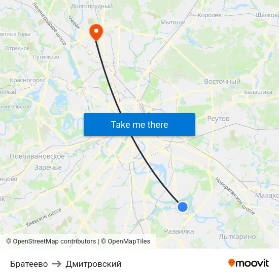 Братеево to Дмитровский map
