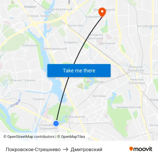 Покровское-Стрешнево to Дмитровский map