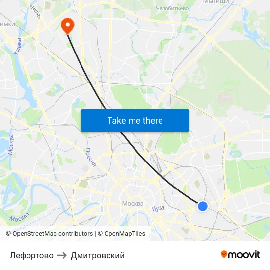 Лефортово to Дмитровский map