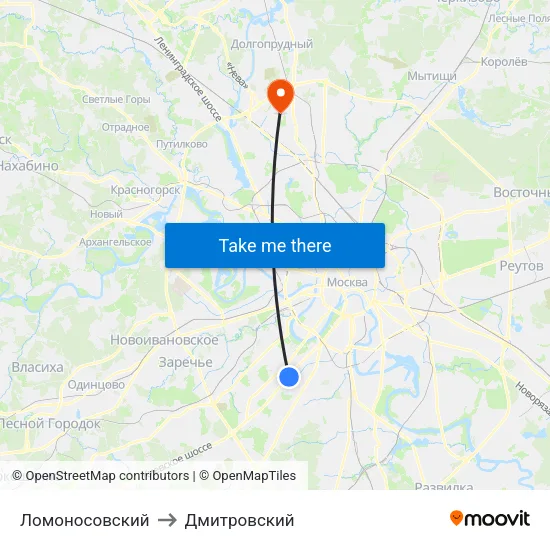 Ломоносовский to Дмитровский map