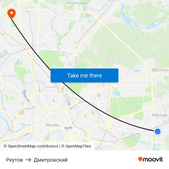 Реутов to Дмитровский map