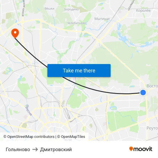 Гольяново to Дмитровский map