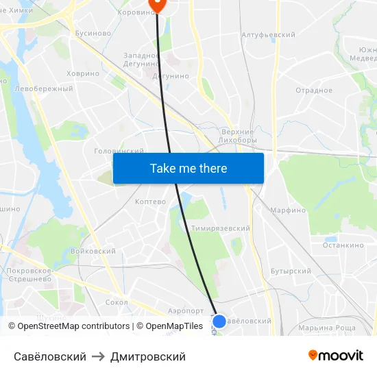Савёловский to Дмитровский map