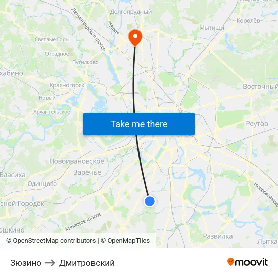 Зюзино to Дмитровский map