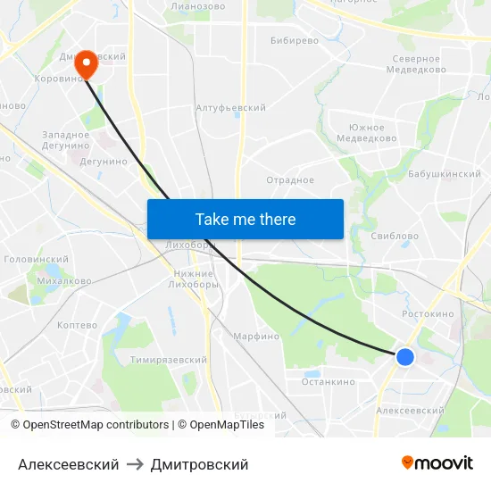 Алексеевский to Дмитровский map