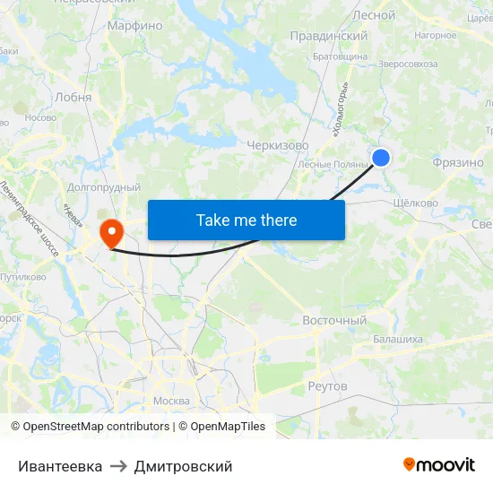 Ивантеевка to Дмитровский map