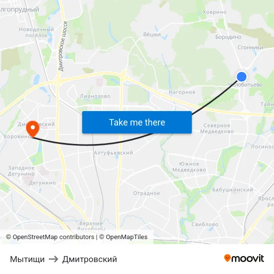 Мытищи to Дмитровский map