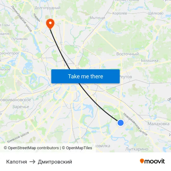 Капотня to Дмитровский map