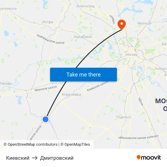 Киевский to Дмитровский map