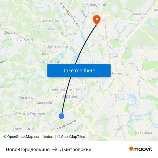 Ново-Переделкино to Дмитровский map