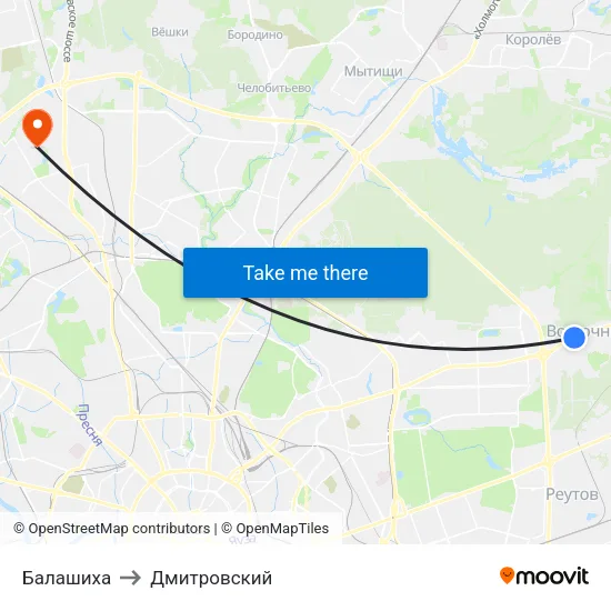 Балашиха to Дмитровский map