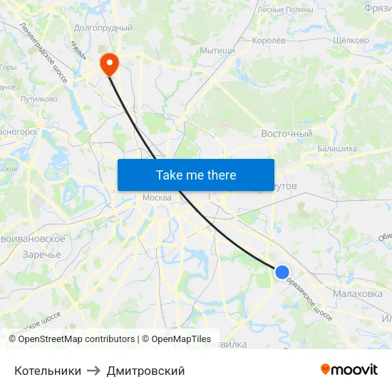 Котельники to Дмитровский map