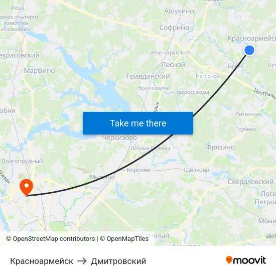 Красноармейск to Дмитровский map