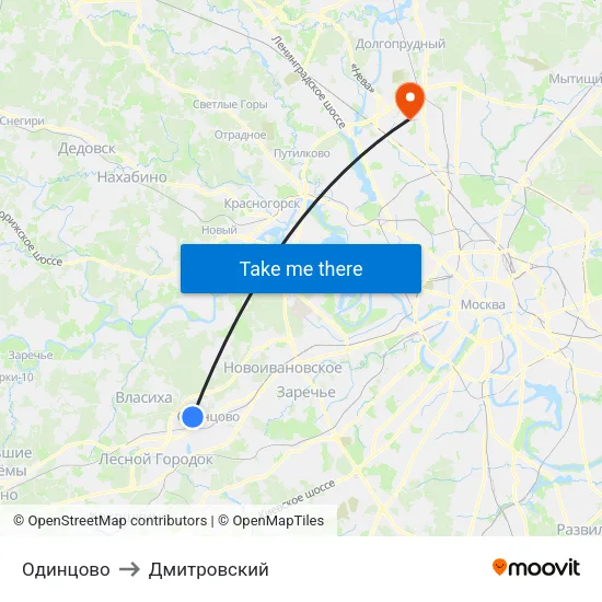 Одинцово to Дмитровский map