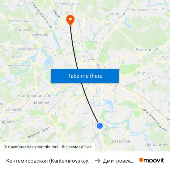 Кантемировская (Kantemirovskaya) to Дмитровский map