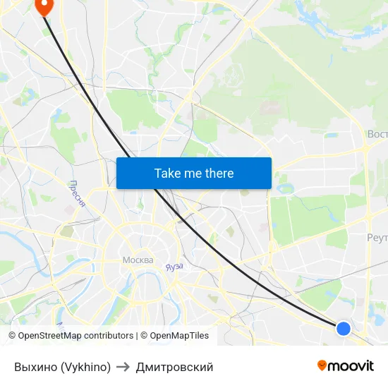 Выхино (Vykhino) to Дмитровский map