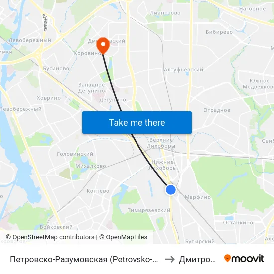 Петровско-Разумовская (Petrovsko-Razumovskaya) to Дмитровский map