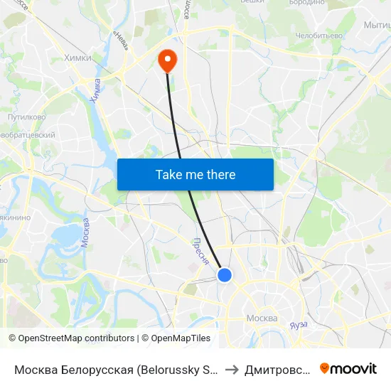 Москва Белорусская (Belorussky Station) to Дмитровский map