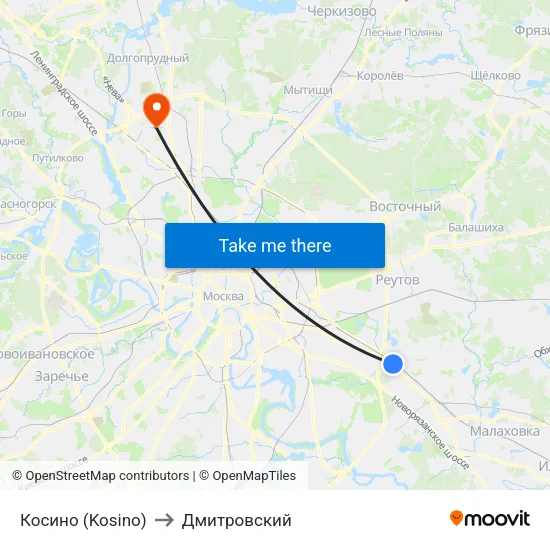Косино (Kosino) to Дмитровский map