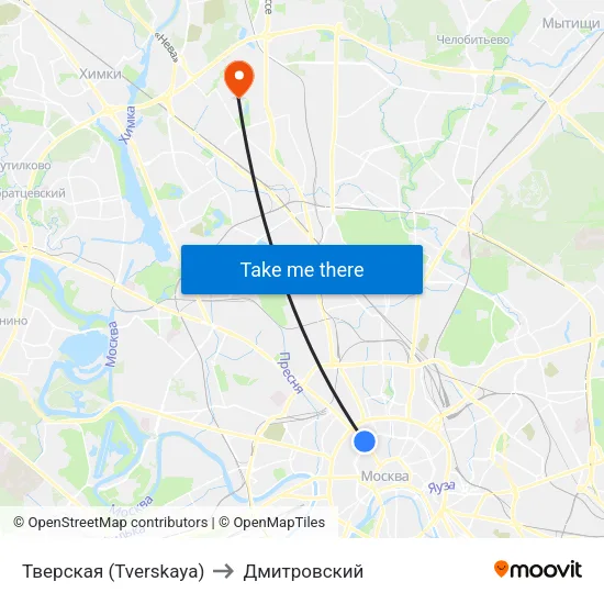 Тверская (Tverskaya) to Дмитровский map