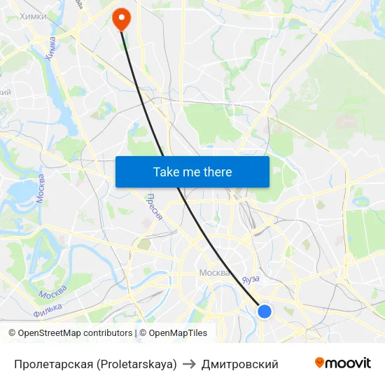Пролетарская (Proletarskaya) to Дмитровский map