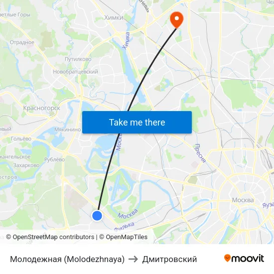 Молодежная (Molodezhnaya) to Дмитровский map