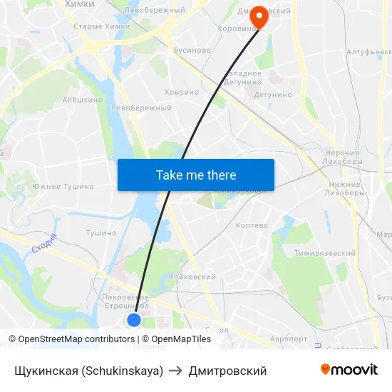 Щукинская (Schukinskaya) to Дмитровский map