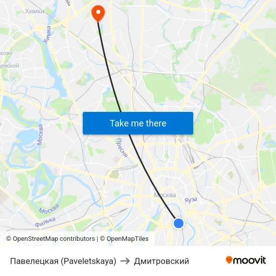 Павелецкая (Paveletskaya) to Дмитровский map