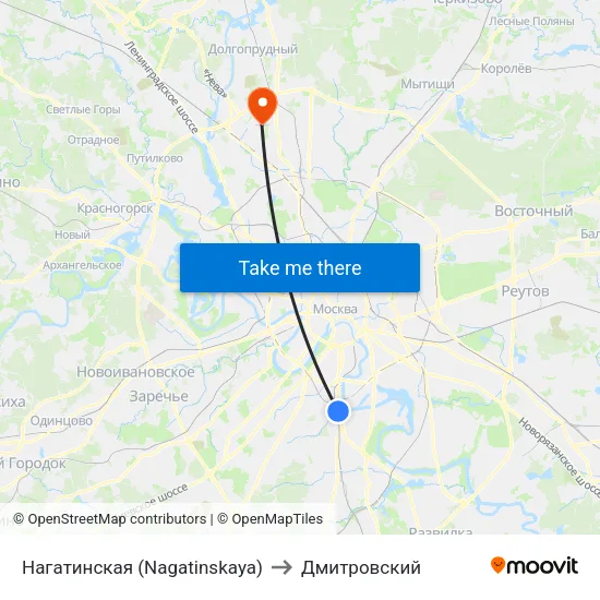 Нагатинская (Nagatinskaya) to Дмитровский map