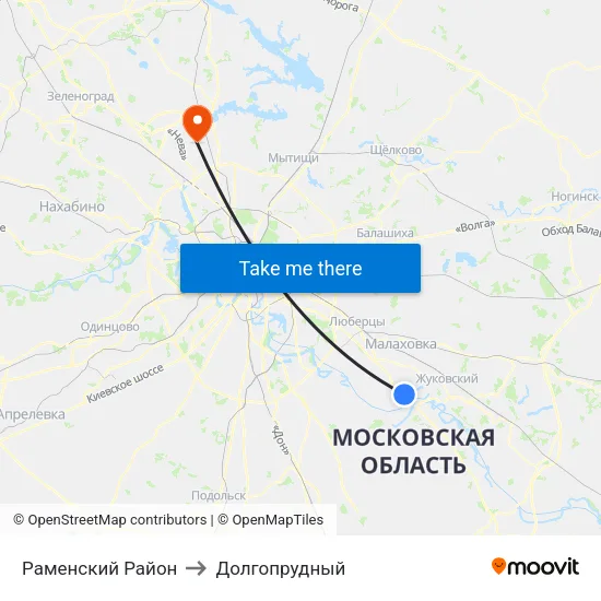 Раменский Район to Долгопрудный map