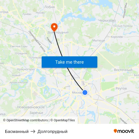 Басманный to Долгопрудный map