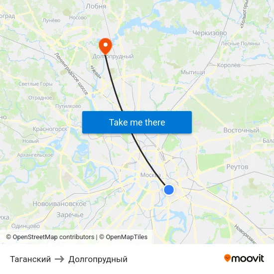 Таганский to Долгопрудный map