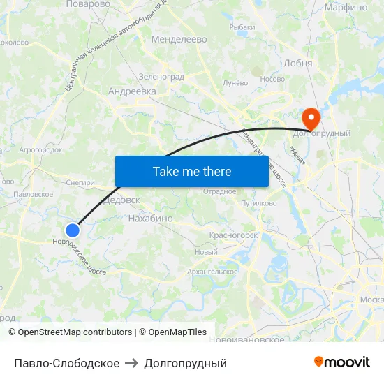 Павло-Слободское to Долгопрудный map