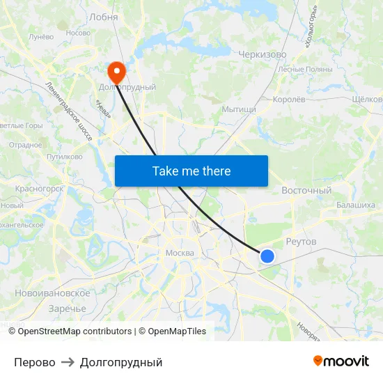 Перово to Долгопрудный map