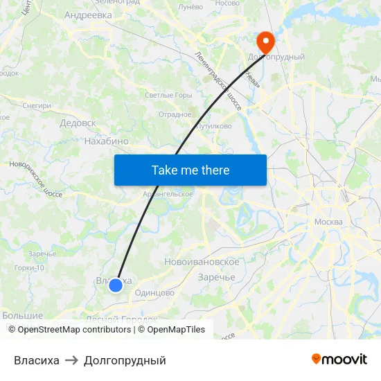 Власиха to Долгопрудный map