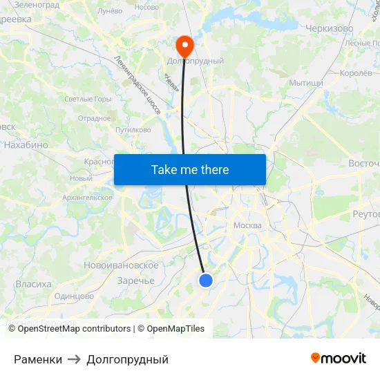 Раменки to Долгопрудный map