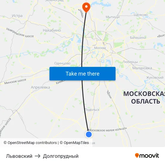 Львовский to Долгопрудный map