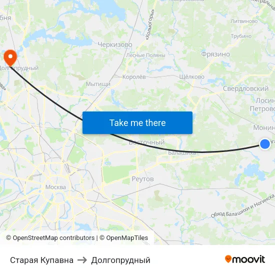 Старая Купавна to Долгопрудный map