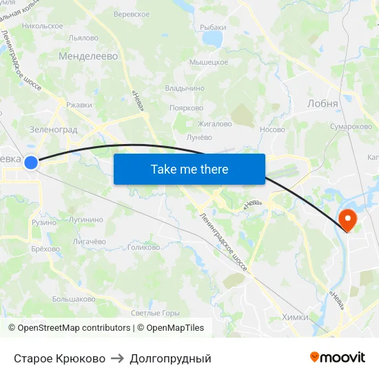 Старое Крюково to Долгопрудный map