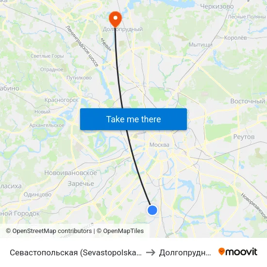 Севастопольская (Sevastopolskaya) to Долгопрудный map