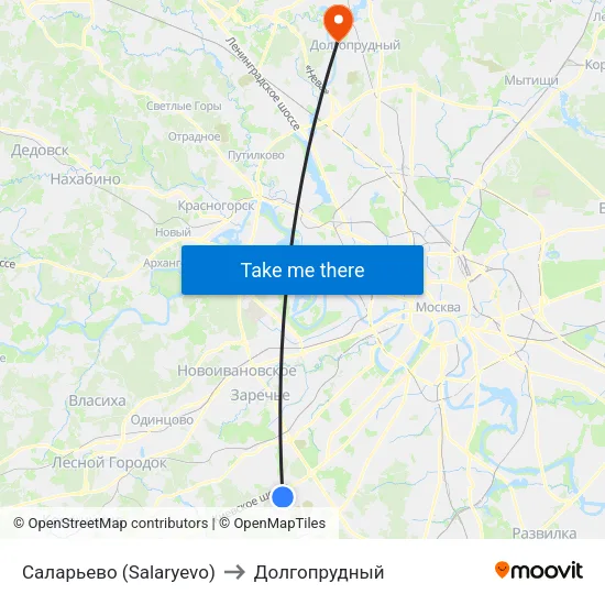 Саларьево (Salaryevo) to Долгопрудный map